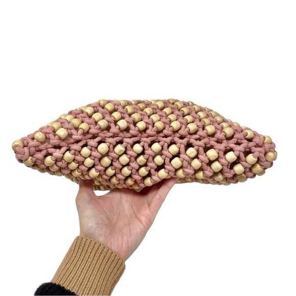 C&C California Pink Rope and Wooden Beaded Top Handle Bag - Picture 4 of 10